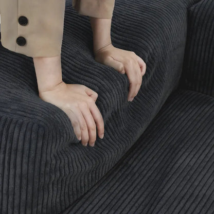 102  L-shape Corduroy Upholstered Sectional Couch Oversize Modern Minimalist Sofa