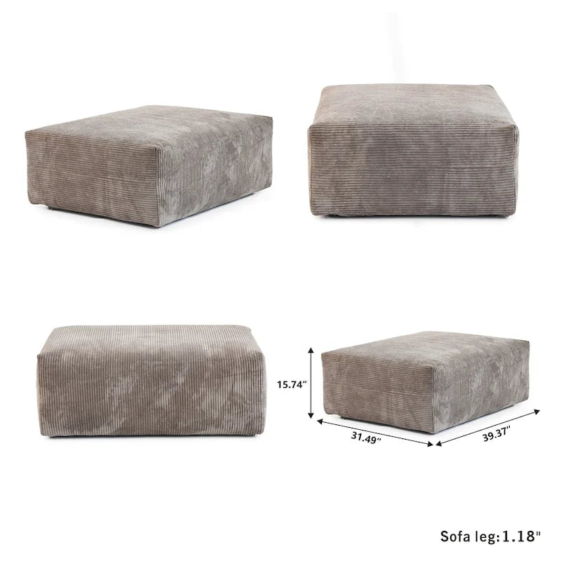 102  L-shape Corduroy Upholstered Sectional Couch Oversize Modern Minimalist Sofa