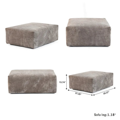 102  L-shape Corduroy Upholstered Sectional Couch Oversize Modern Minimalist Sofa