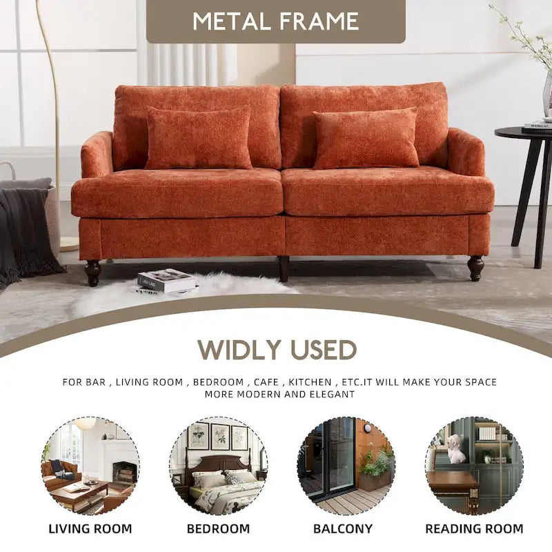 HOMEFUN Modern chenille Fabric Loveseat,2-Seat Upholstered Loveseat Sofa Modern Couch