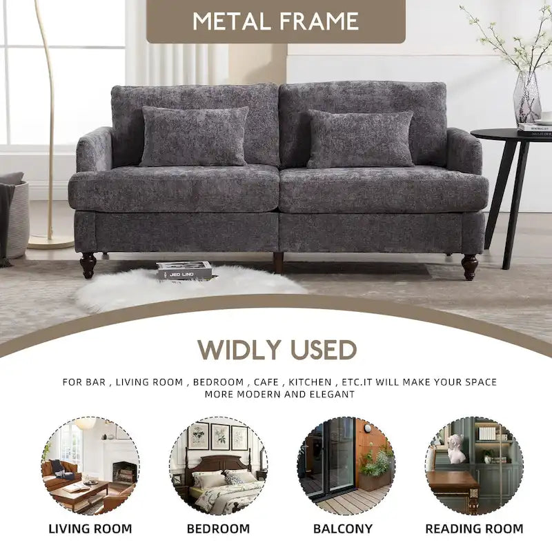 HOMEFUN Modern chenille Fabric Loveseat,2-Seat Upholstered Loveseat Sofa Modern Couch