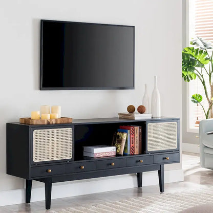 SEI Furniture Mid-century Modern TV Stand Media Console for TV's up to 68
