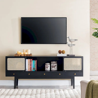 SEI Furniture Mid-century Modern TV Stand Media Console for TV's up to 68