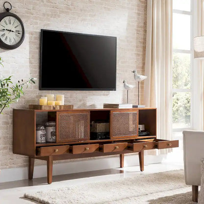 SEI Furniture Mid-century Modern TV Stand Media Console for TV's up to 68