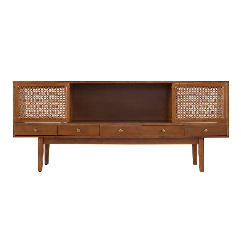 SEI Furniture Mid-century Modern TV Stand Media Console for TV's up to 68
