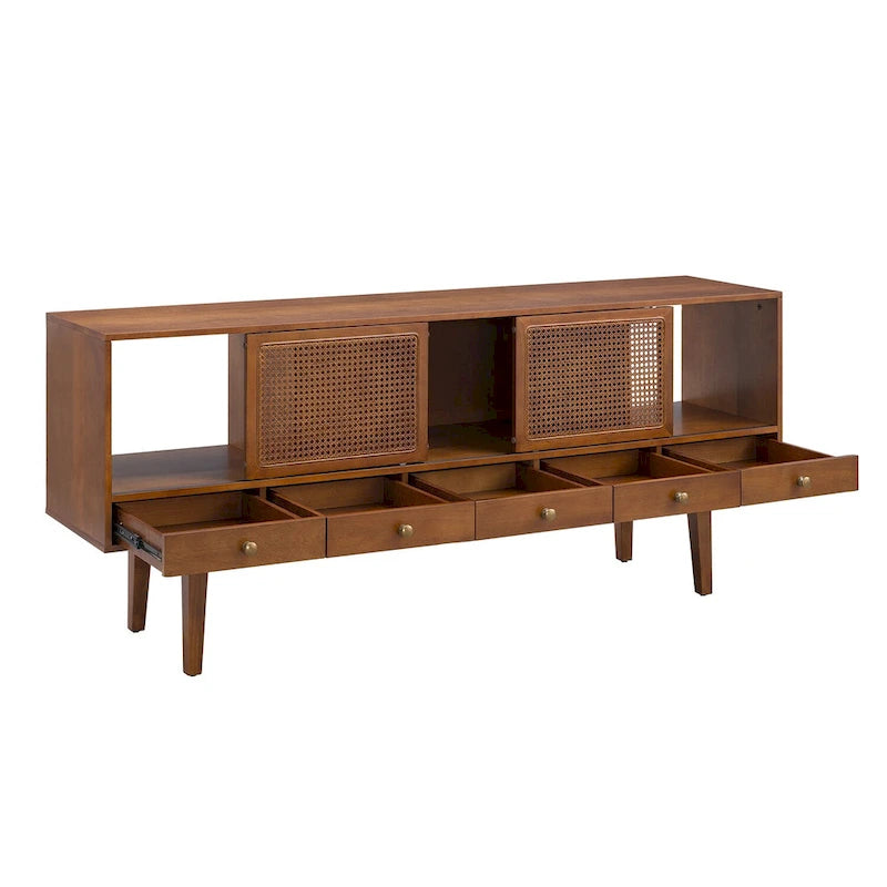 SEI Furniture Mid-century Modern TV Stand Media Console for TV's up to 68