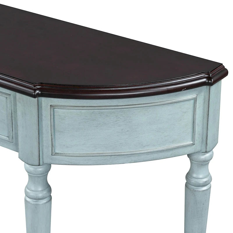 Nestfair Retro Wooden Console Table with Open Shelf Two Drawers