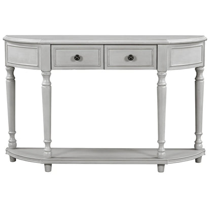 Nestfair Retro Wooden Console Table with Open Shelf Two Drawers