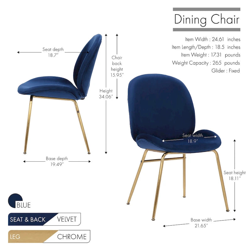 Porthos Home Cace Velvet Gold Leg Dining Chair