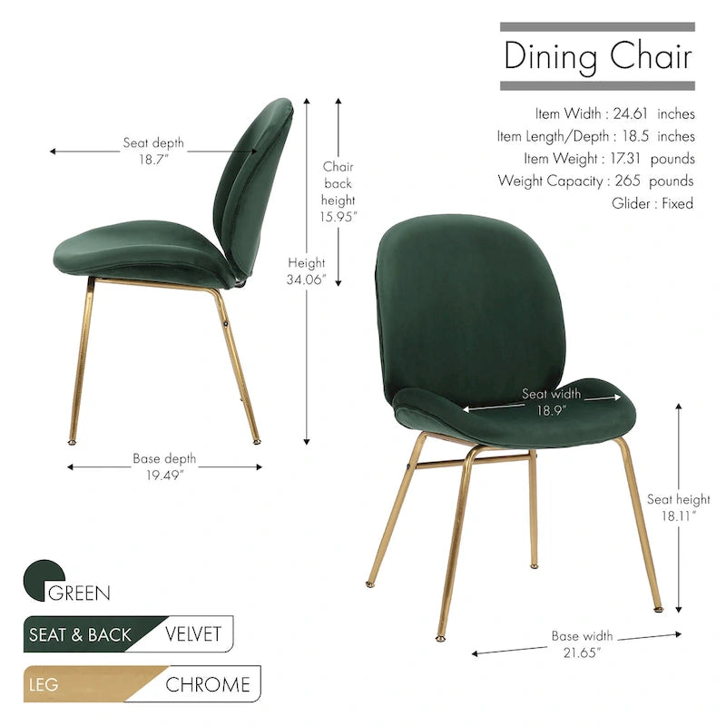 Porthos Home Cace Velvet Gold Leg Dining Chair