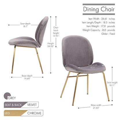 Porthos Home Cace Velvet Gold Leg Dining Chair