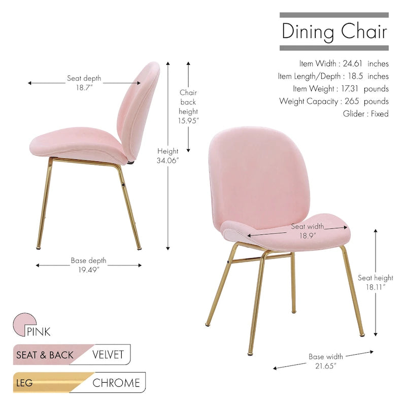 Porthos Home Cace Velvet Gold Leg Dining Chair