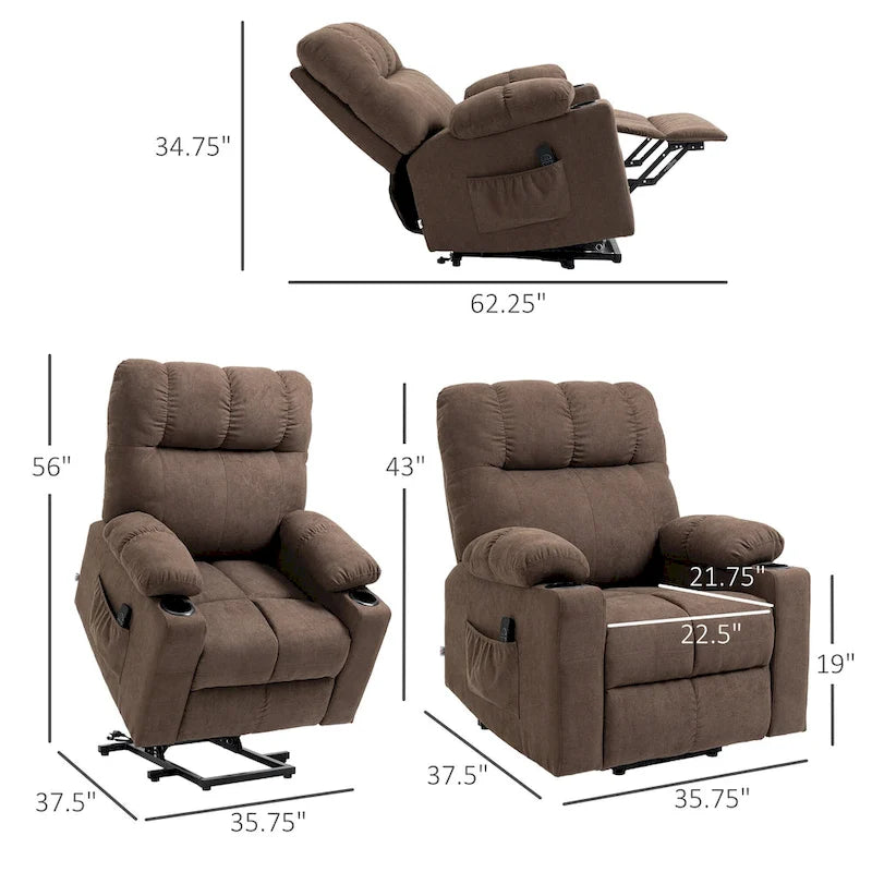 HOMCOM Electric Power Lift Chair Recliners for Elderly, Oversized Living Room Recliner Chair with Remote Control