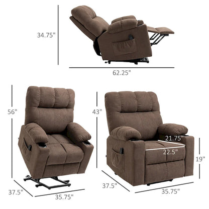 HOMCOM Electric Power Lift Chair Recliners for Elderly, Oversized Living Room Recliner Chair with Remote Control