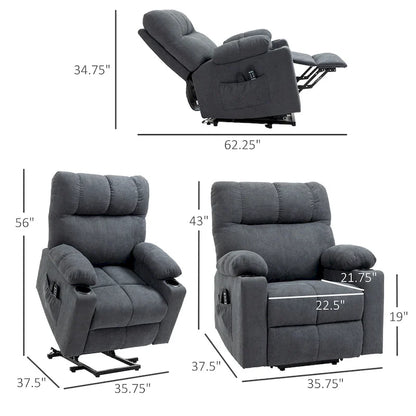 HOMCOM Electric Power Lift Chair Recliners for Elderly, Oversized Living Room Recliner Chair with Remote Control