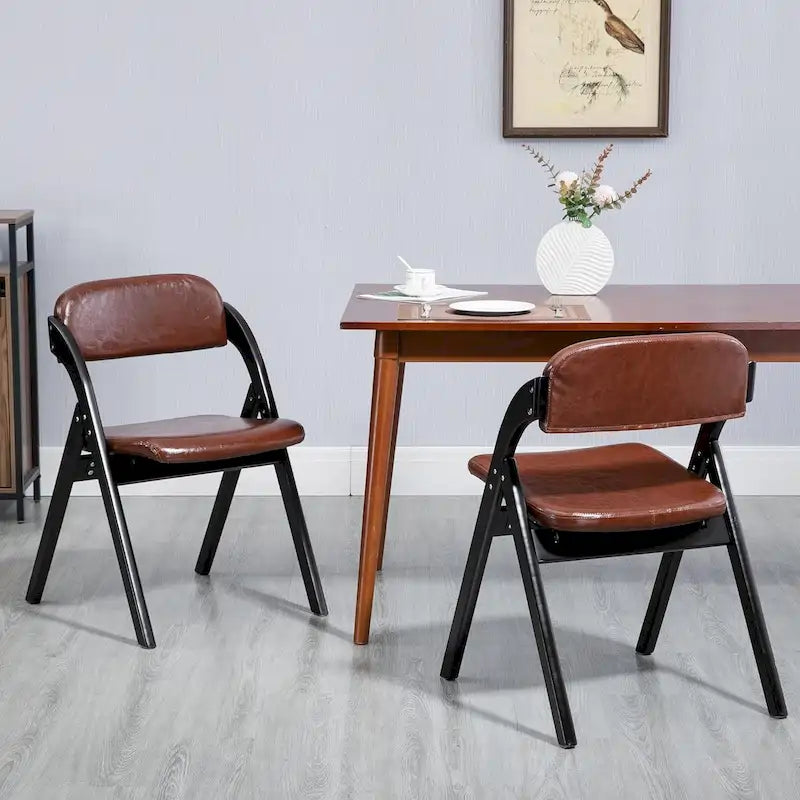 Wooden Stackable Dining Folding Chairs with Padded Seats(Set of 2)