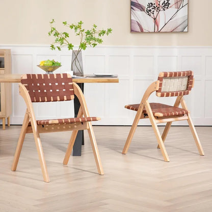 Wooden Stackable Dining Folding Chairs with Padded Seats(Set of 2)