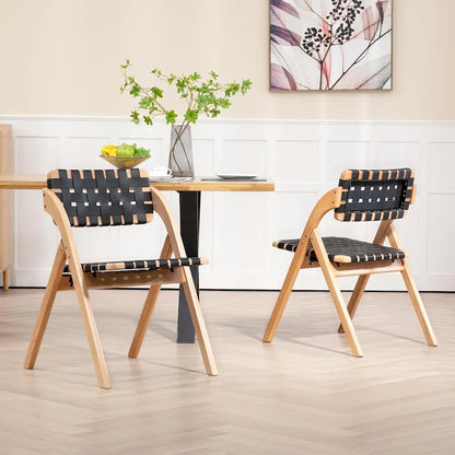 Wooden Stackable Dining Folding Chairs with Padded Seats(Set of 2)