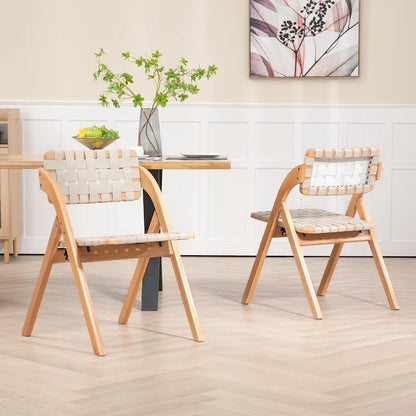 Wooden Stackable Dining Folding Chairs with Padded Seats(Set of 2)
