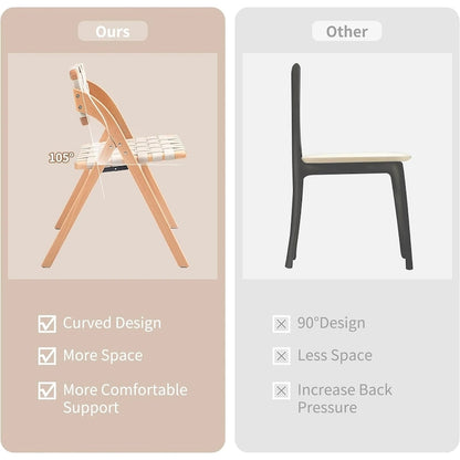 Wooden Stackable Dining Folding Chairs with Padded Seats(Set of 2)