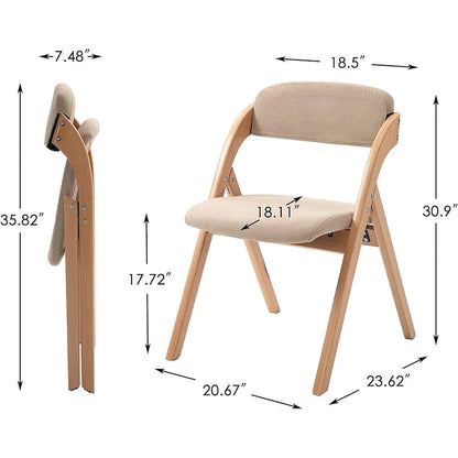 Wooden Stackable Dining Folding Chairs with Padded Seats(Set of 2)