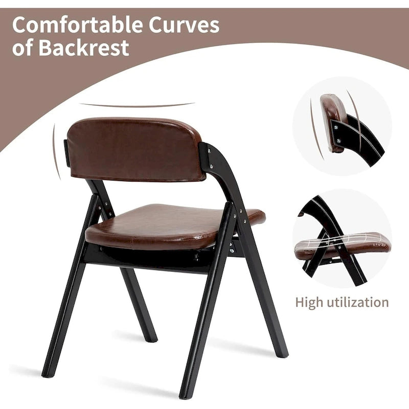 Wooden Stackable Dining Folding Chairs with Padded Seats(Set of 2)