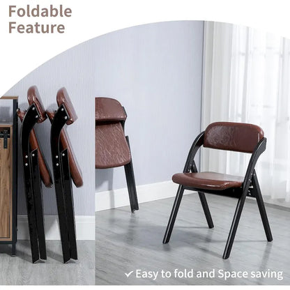 Wooden Stackable Dining Folding Chairs with Padded Seats(Set of 2)