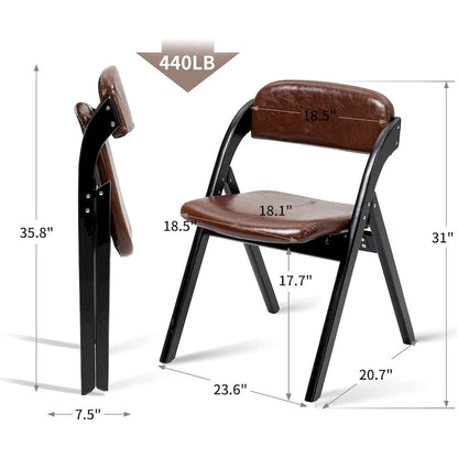 Wooden Stackable Dining Folding Chairs with Padded Seats(Set of 2)