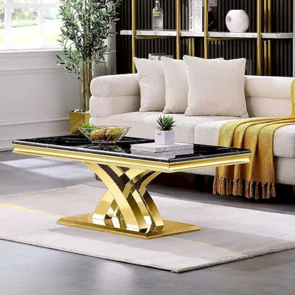 Modern Coffee Table 48 Rectangular Coffee Table with X Base Pedestal Coffee Tables for Living Room