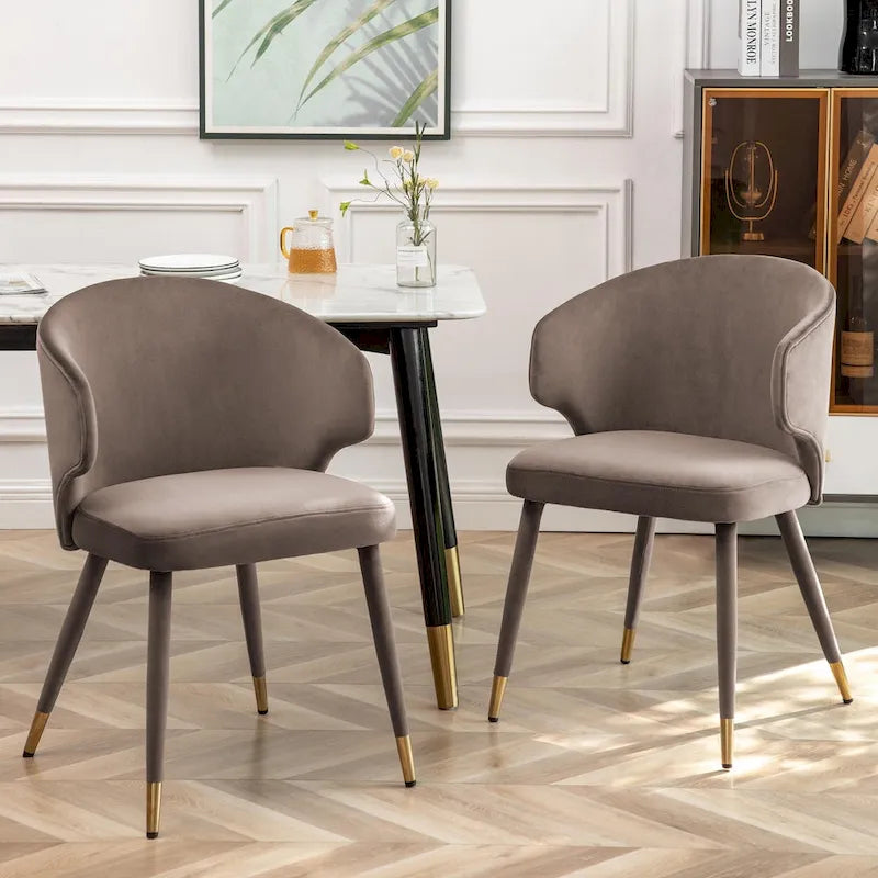 Porthos Home Ryn Velvet Dining Chairs with Gold Trim, Set of 2