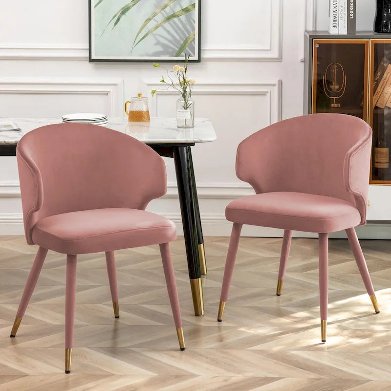 Porthos Home Ryn Velvet Dining Chairs with Gold Trim, Set of 2