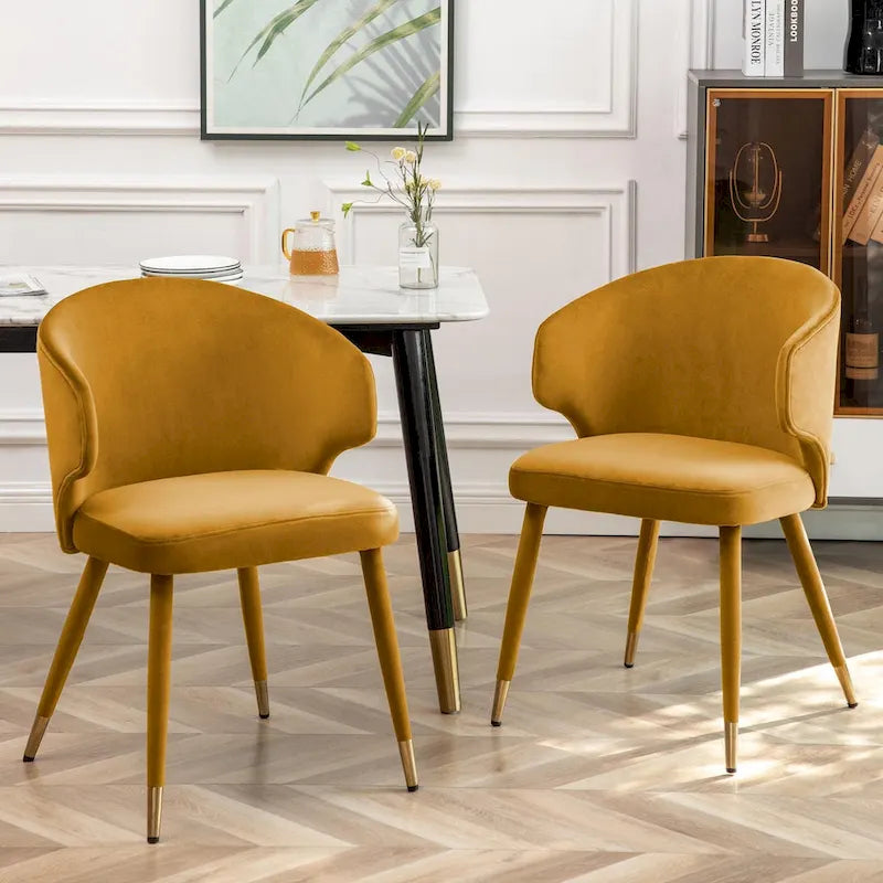 Porthos Home Ryn Velvet Dining Chairs with Gold Trim, Set of 2