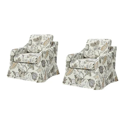 Alois Floral Slipcover Swivel Accent Chair with Removable Cushion Set of 2 by HULALA HOME