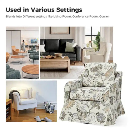 Alois Floral Slipcover Swivel Accent Chair with Removable Cushion Set of 2 by HULALA HOME