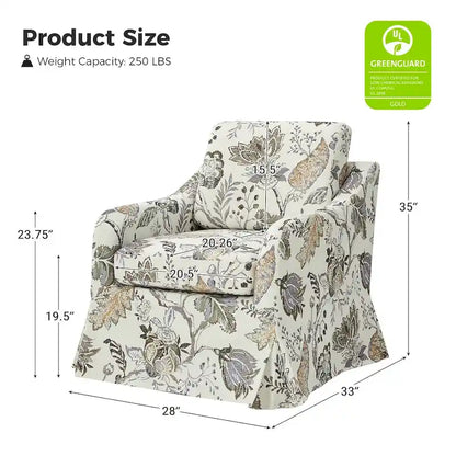 Alois Floral Slipcover Swivel Accent Chair with Removable Cushion Set of 2 by HULALA HOME