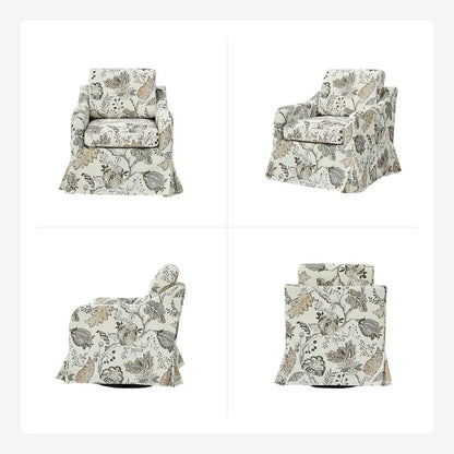 Alois Floral Slipcover Swivel Accent Chair with Removable Cushion Set of 2 by HULALA HOME