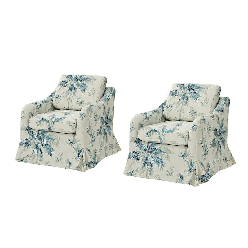 Alois Floral Slipcover Swivel Accent Chair with Removable Cushion Set of 2 by HULALA HOME