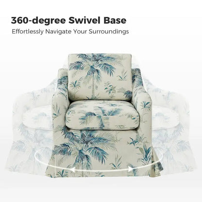 Alois Floral Slipcover Swivel Accent Chair with Removable Cushion Set of 2 by HULALA HOME