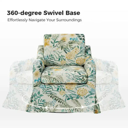 Alois Floral Slipcover Swivel Accent Chair with Removable Cushion Set of 2 by HULALA HOME