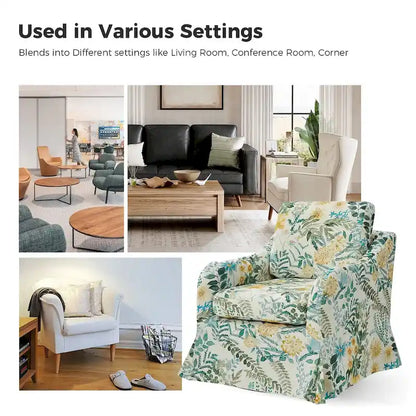 Alois Floral Slipcover Swivel Accent Chair with Removable Cushion Set of 2 by HULALA HOME