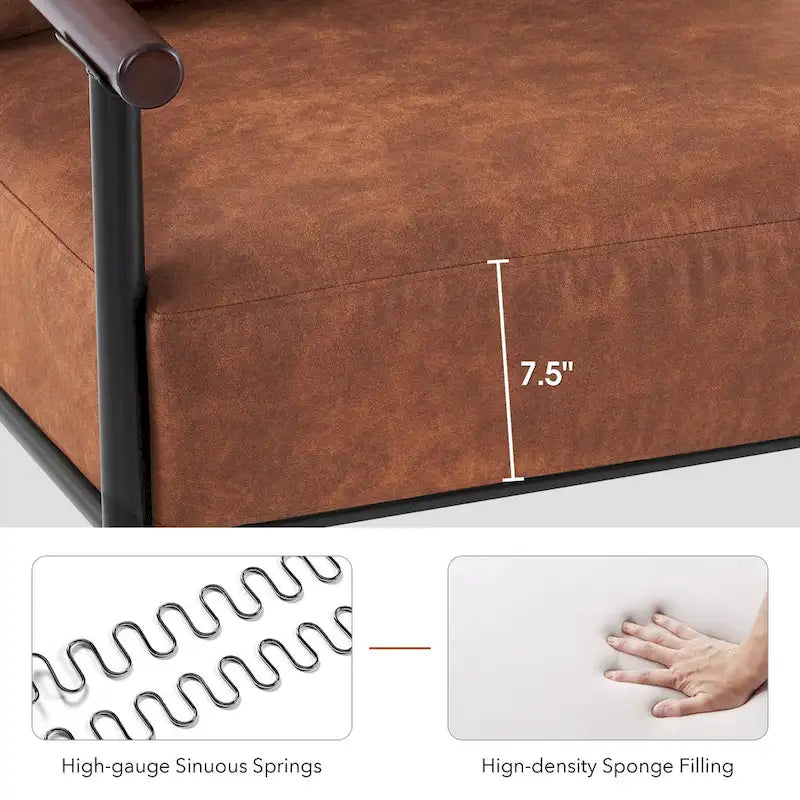 MCombo Set of 2 Modern Accent Chairs, Armchair with Upholstered Cushion, Leathaire Fabric Lounge Chairs for Living Room 4748