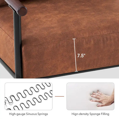 MCombo Set of 2 Modern Accent Chairs, Armchair with Upholstered Cushion, Leathaire Fabric Lounge Chairs for Living Room 4748