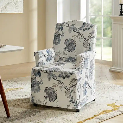 Alethea Upholstered Slipcover Arm Dining Chair with Soild Wood Legs by HULALA HOME