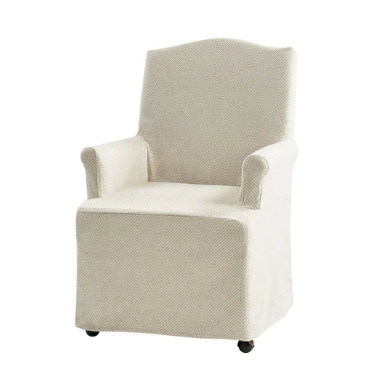 Alethea Upholstered Slipcover Arm Dining Chair with Soild Wood Legs by HULALA HOME