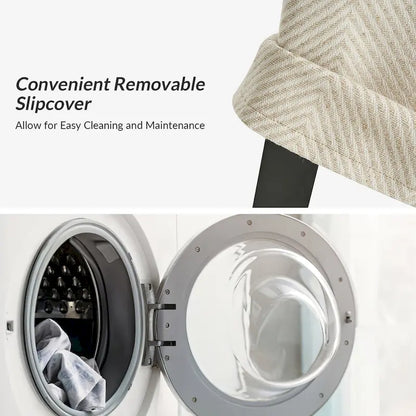 Alethea Upholstered Slipcover Arm Dining Chair with Soild Wood Legs by HULALA HOME