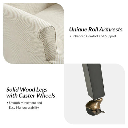 Alethea Upholstered Slipcover Arm Dining Chair with Soild Wood Legs by HULALA HOME