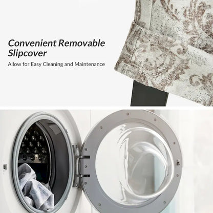 Alethea Upholstered Slipcover Arm Dining Chair with Soild Wood Legs by HULALA HOME