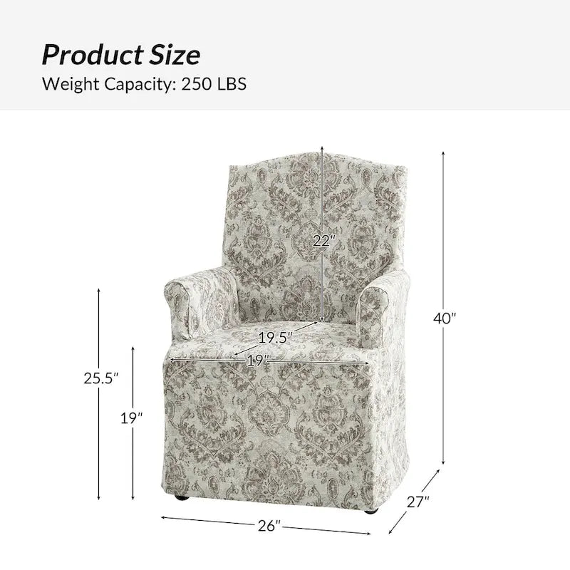 Alethea Upholstered Slipcover Arm Dining Chair with Soild Wood Legs by HULALA HOME