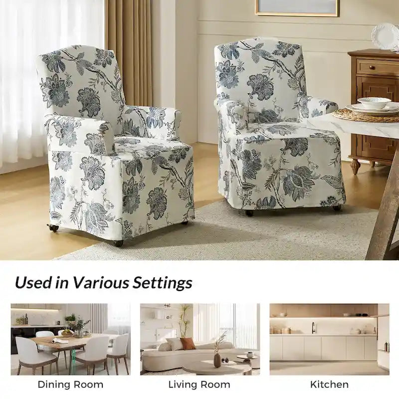 Alethea Upholstered Slipcover Arm Dining Chair with Soild Wood Legs by HULALA HOME