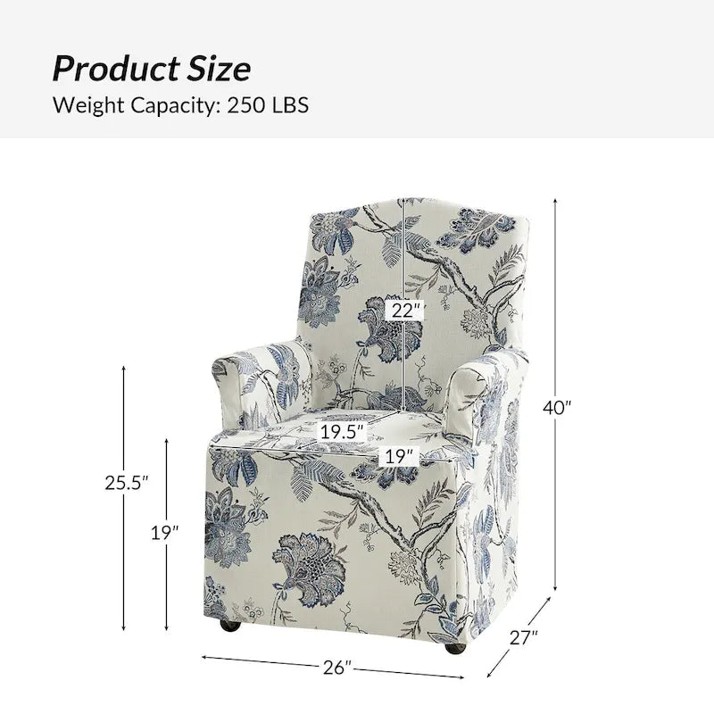 Alethea Upholstered Slipcover Arm Dining Chair with Soild Wood Legs by HULALA HOME